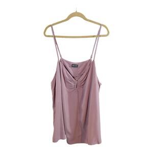 City Chic Gathered V-neck Lightweight Tank Top with Metal Bar Detail Women's 2X